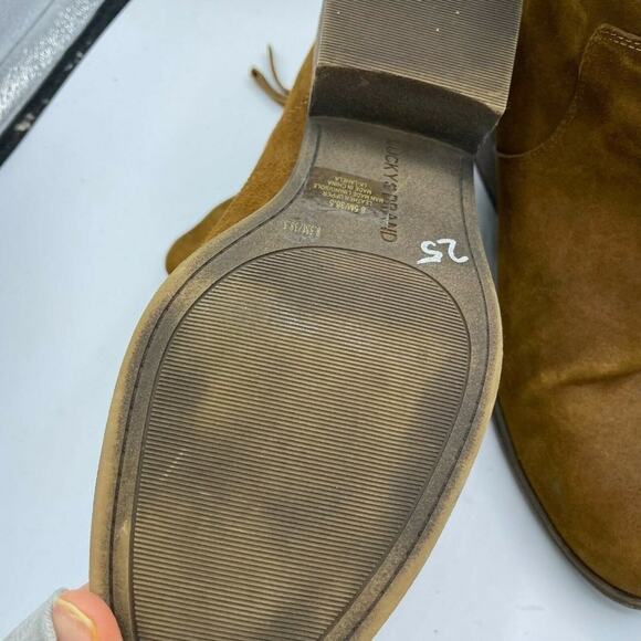 Lucky Brand Womens Lahela Brown Suede Zipper Ankle Booties Almond Toe Size 8.5M - Picture 8 of 10
